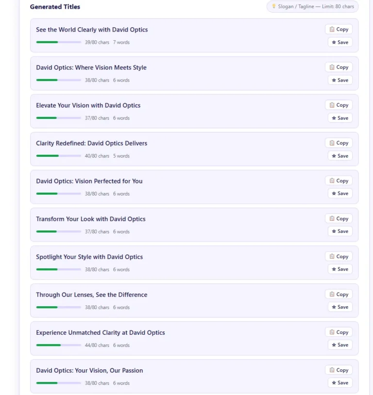 how to create Slogans/Tagline for businesses with Title Generator