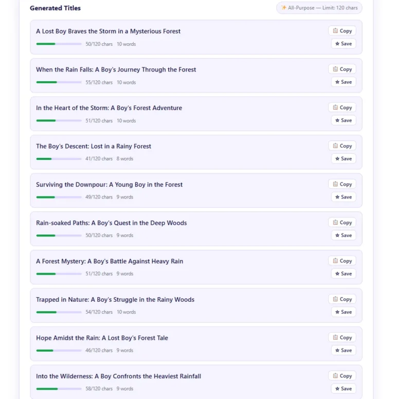 Generating All Purpose titles with Title Generator